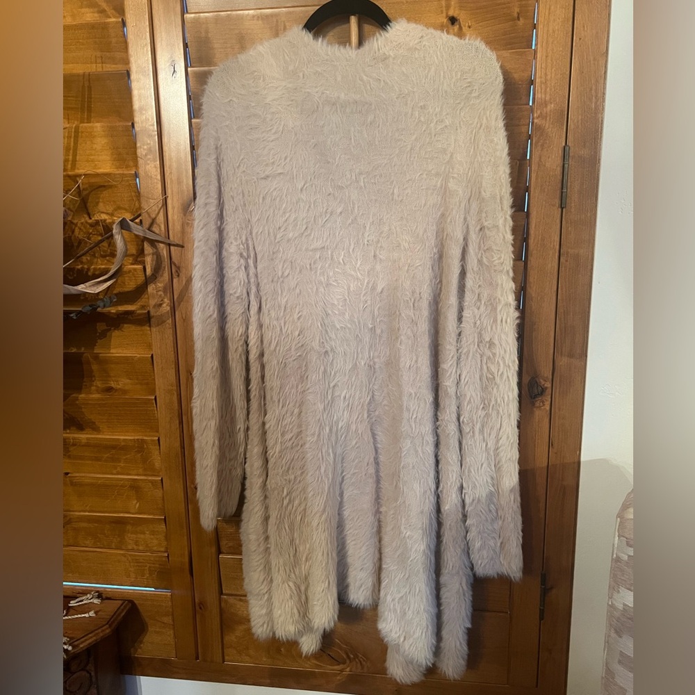 Free People Faux Fur Cardi Cardigan Sz L - Picture 5 of 10
